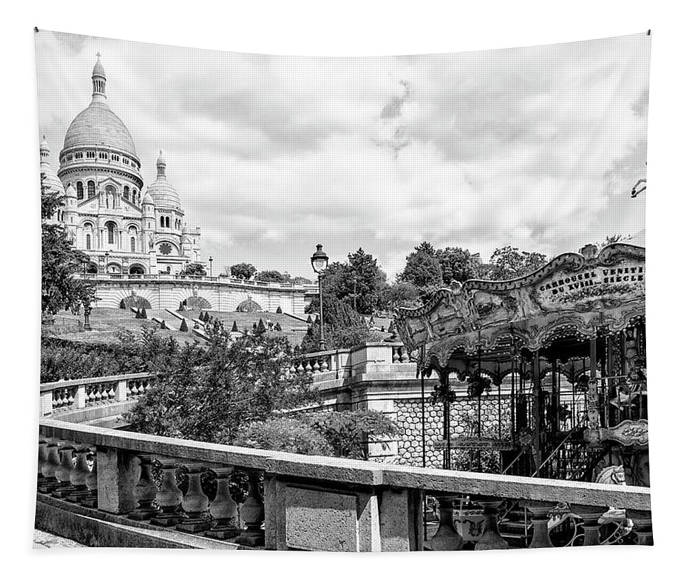 France Tapestry featuring the photograph Black Montmartre Series - Weekend in Paris by Philippe HUGONNARD