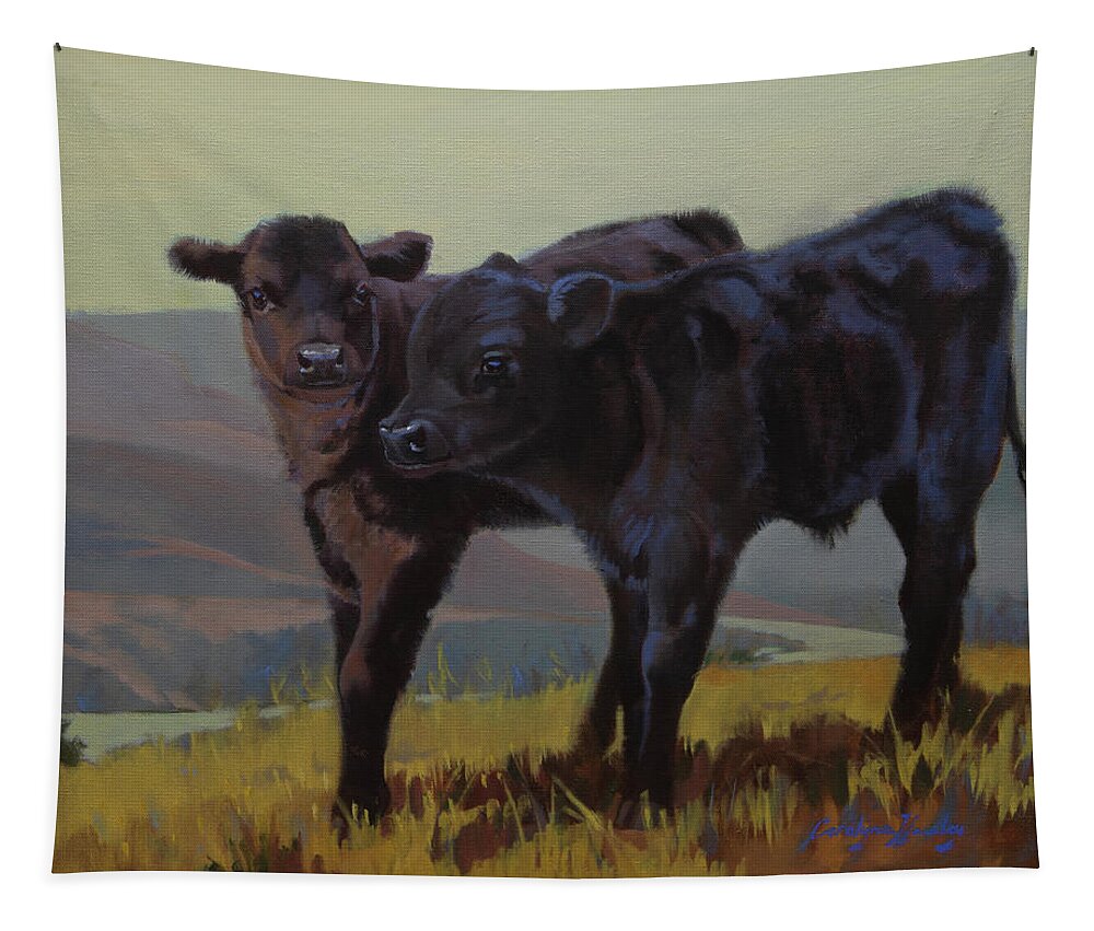 Range Animals Tapestry featuring the painting Black Velvet by Carolyne Hawley