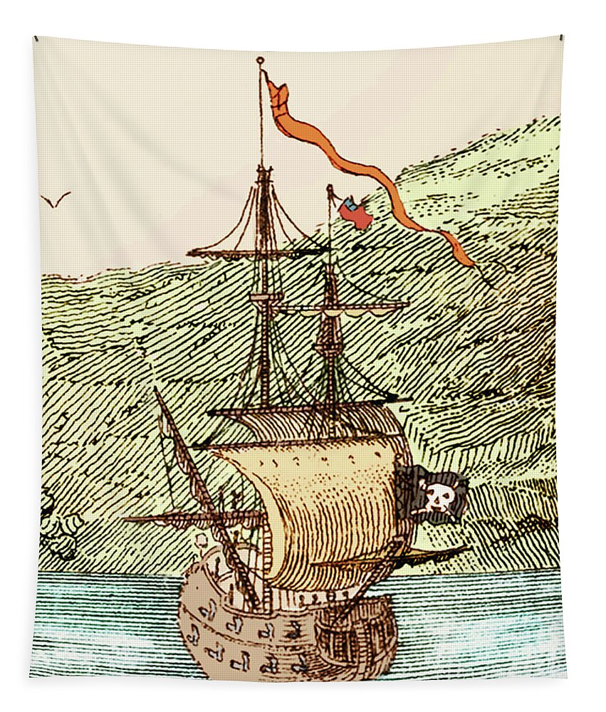 18th Tapestry featuring the photograph Blackbeard's Pirate Ship, Queen Anne's Revenge by Science Source