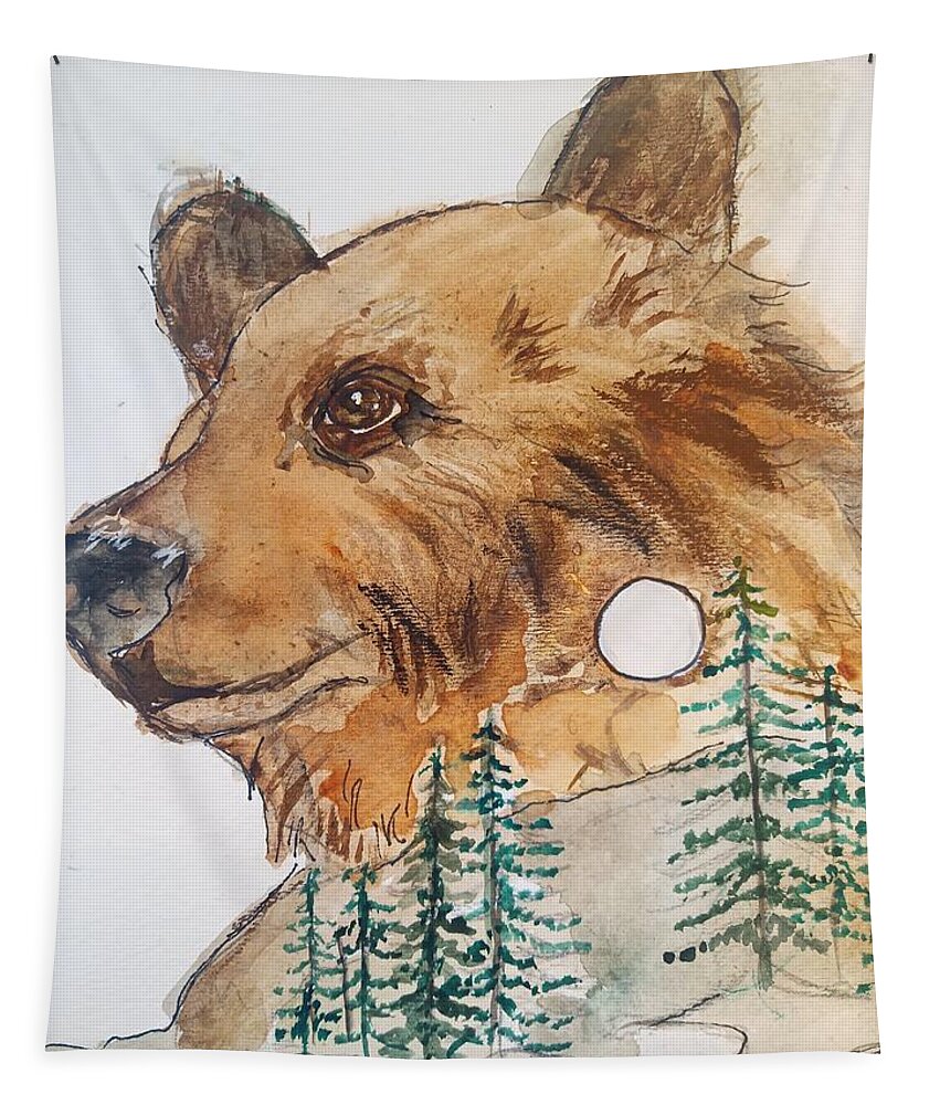Bear Tapestry featuring the painting Blackberry Winter by Alison Steiner