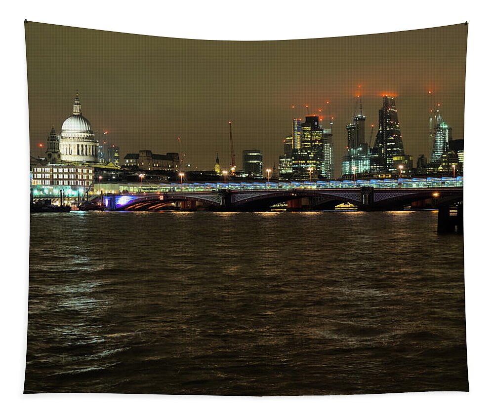 Thames Tapestry featuring the photograph Blackfriars Bridge in London by Angelo DeVal