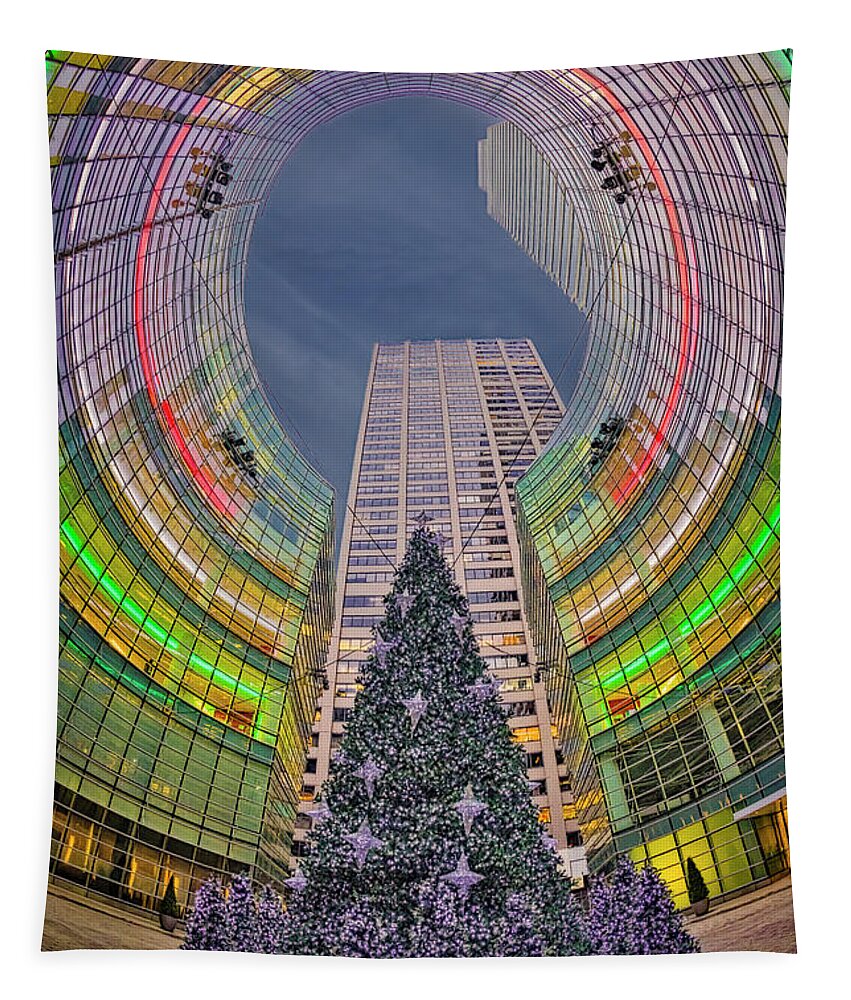 New York City Tapestry featuring the photograph Bloomberg Tower NYC Christmas Tree by Susan Candelario