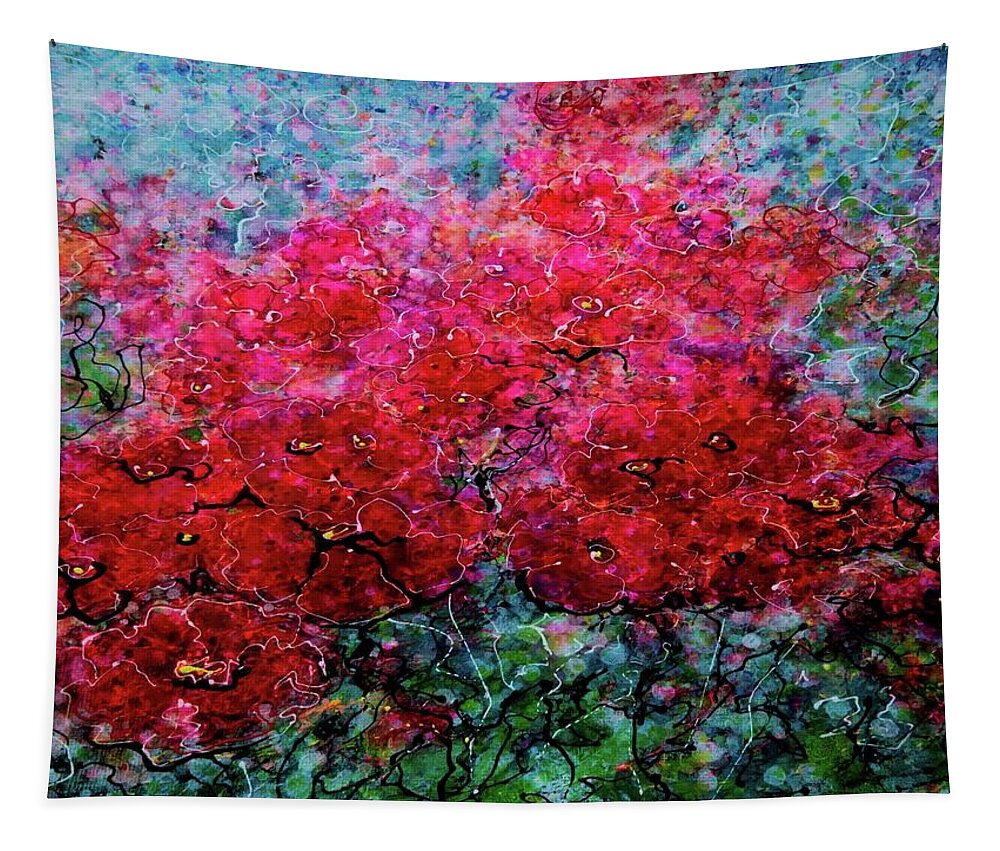 Blooming Happiness Tapestry featuring the painting Blooming Happiness by OLena Art by Lena Owens - Vibrant DESIGN