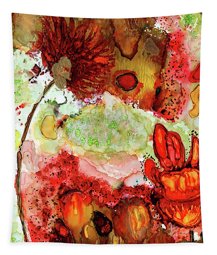 Floral Tapestry featuring the painting Blooming Impressions.. by Jolanta Anna Karolska