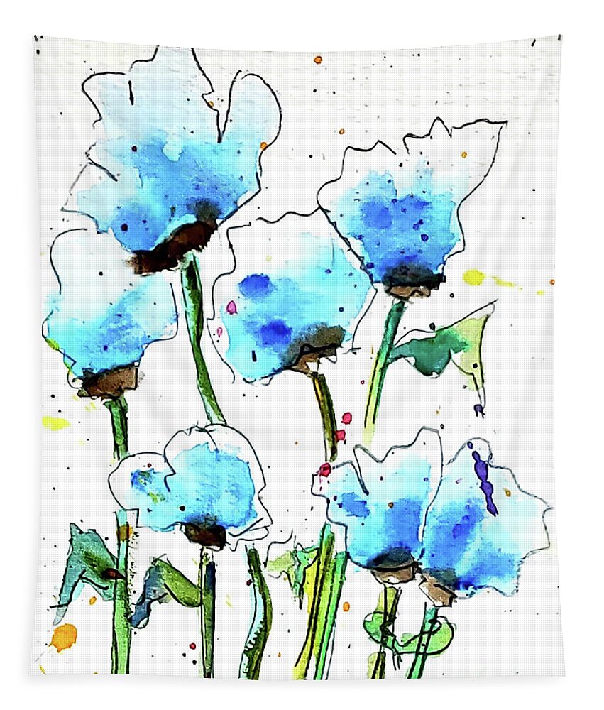 Blooming Tapestry featuring the painting Blooming in Blue 4 U by Eileen Kelly