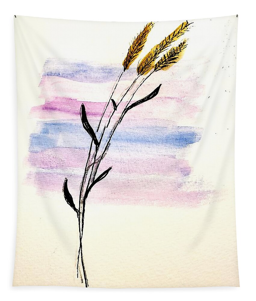Wheat Tapestry featuring the painting Blowing in the Wind by Margaret Welsh Willowsilk