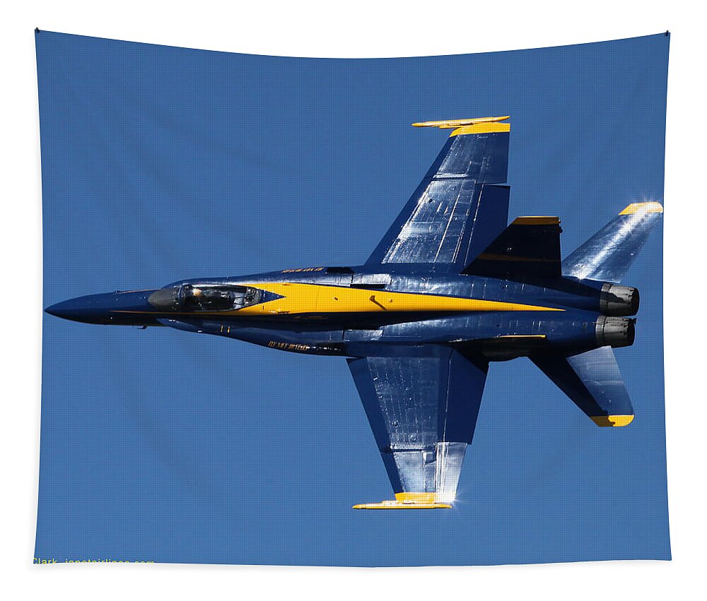 Blue Angels Tapestry featuring the photograph Blue Angels Solo Knife-edge by Custom Aviation Art