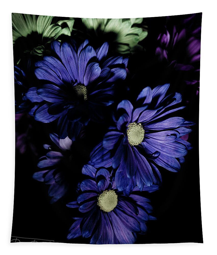 Blue Flowers Tapestry featuring the photograph Blue Chrysanthemum by Darcy Dietrich