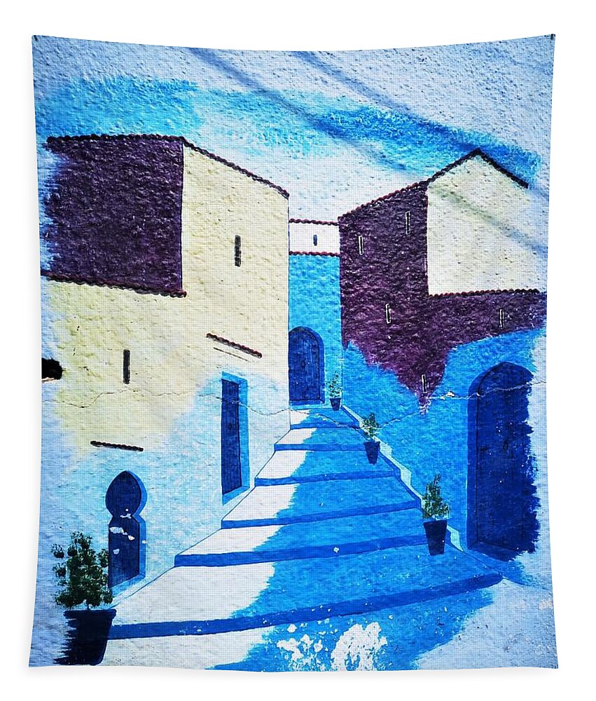 Mural Tapestry featuring the photograph Blue City by Jarek Filipowicz