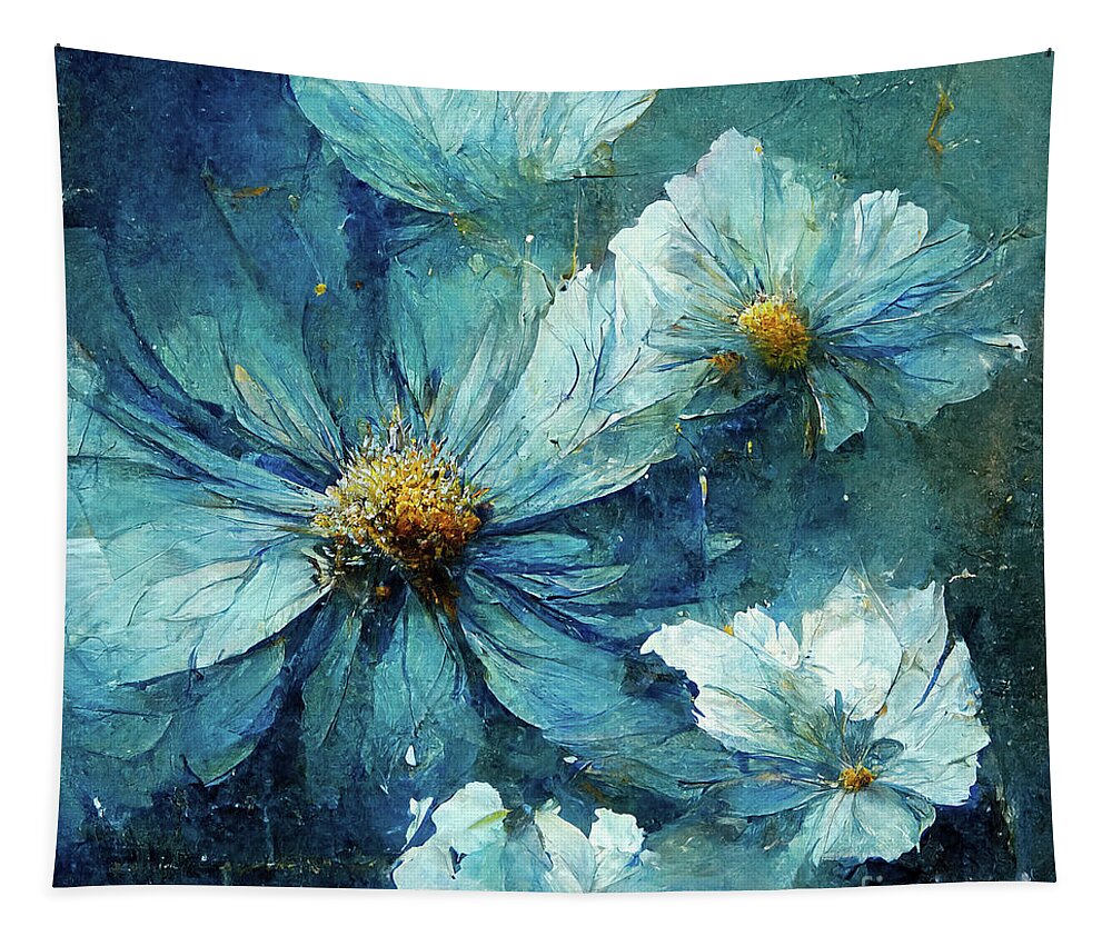 Blue Daisy Tapestry featuring the painting Blue Daisies by Tina LeCour