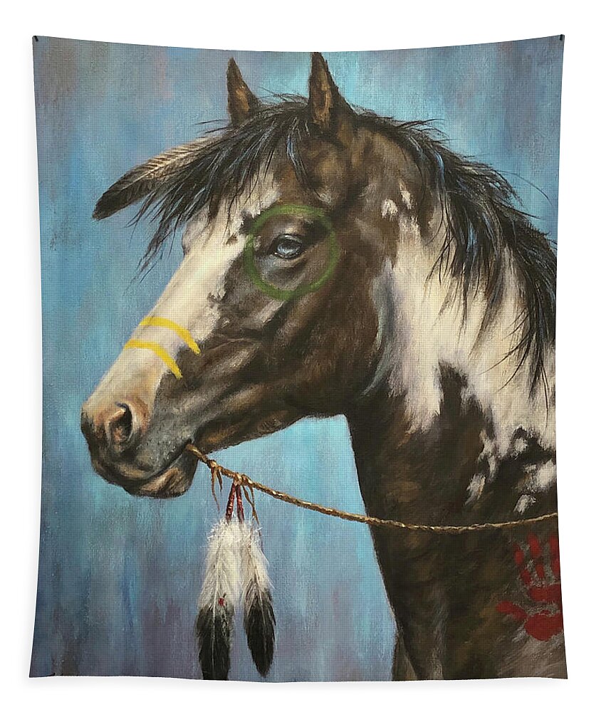 Horse Tapestry featuring the painting Blue Eyes by Kim Lockman
