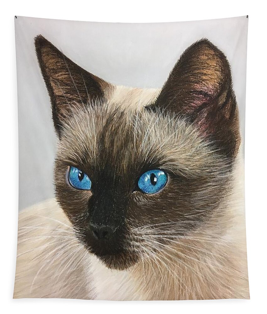 Siamese Tapestry featuring the pastel Blue Eyes by Marlene Little