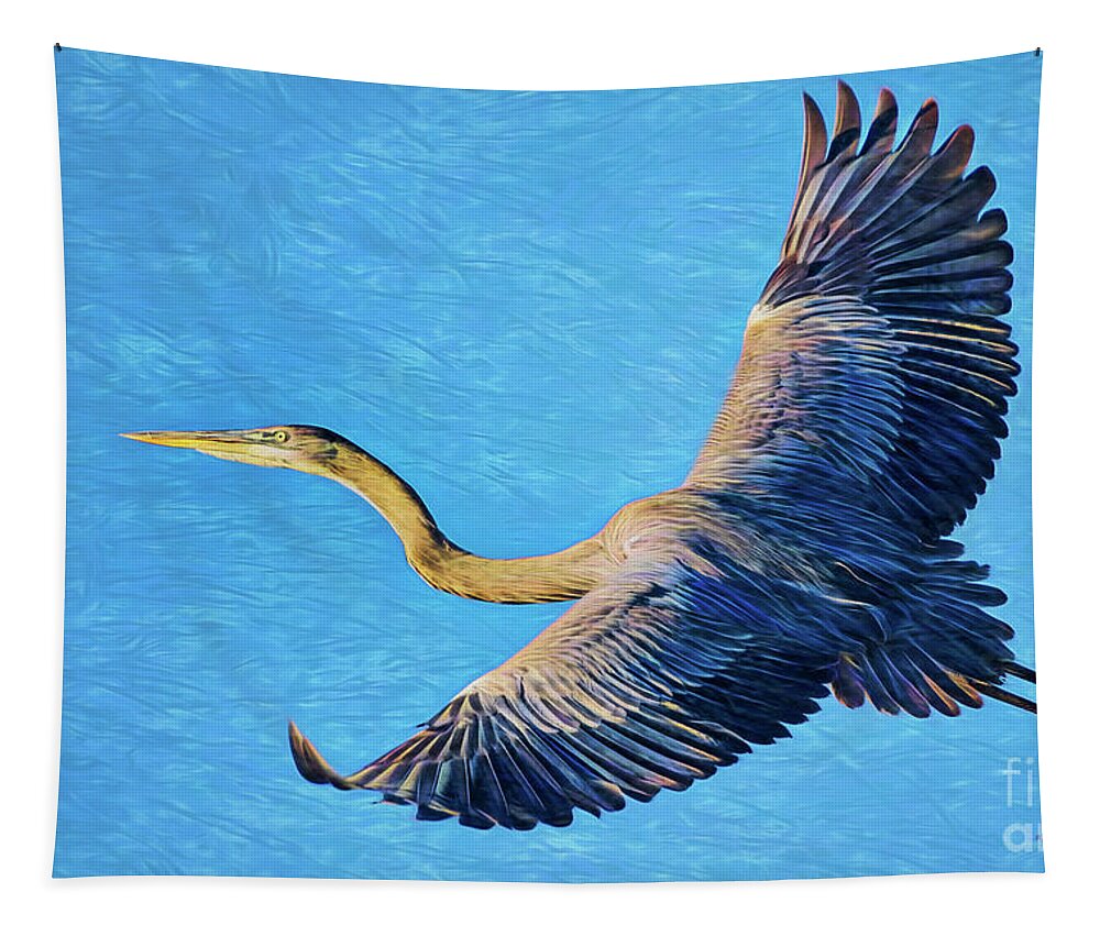 Heron Tapestry featuring the photograph Blue Heron Artistic by Deborah Benoit
