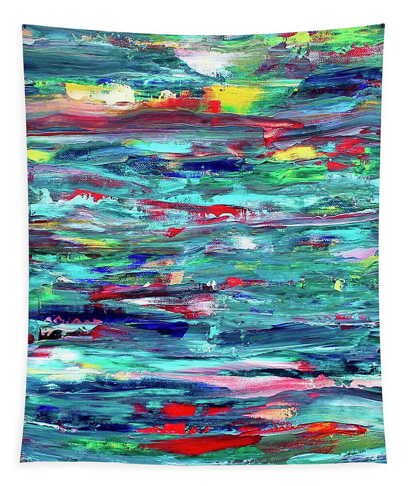 Abstract Tapestry featuring the painting Blue Horizon by Teresa Moerer
