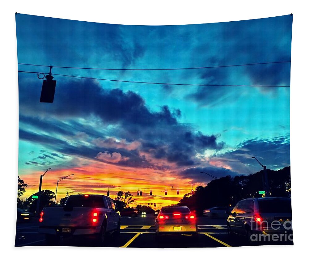 Night Tapestry featuring the photograph Blue Hour Fort Myers Florida by Claudia Zahnd-Prezioso