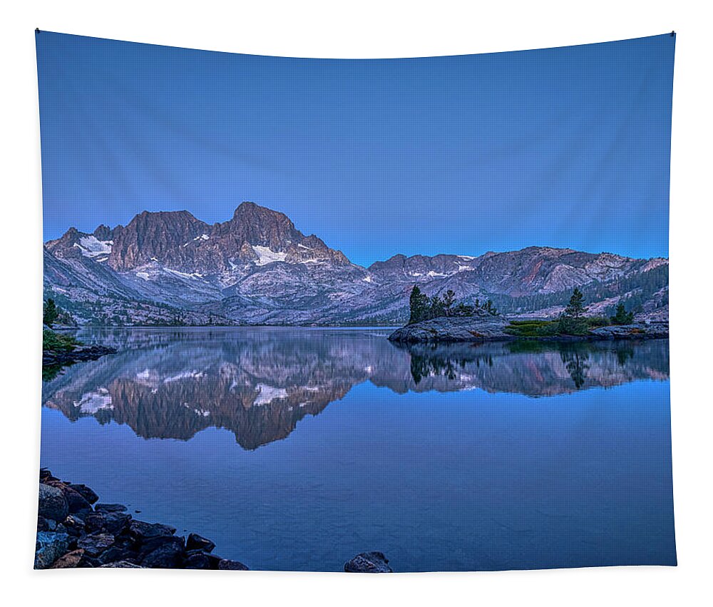 Landscape Tapestry featuring the photograph Blue Hour in Garnet Lake by Romeo Victor