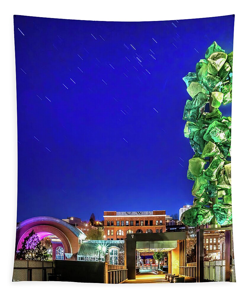 Blue Tapestry featuring the photograph Blue Hour on the MOG Pedestrian Bridge by Rob Green