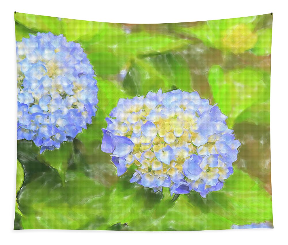 Colors Tapestry featuring the digital art Blue Hydrangea Deux Watercolor by Tanya Owens