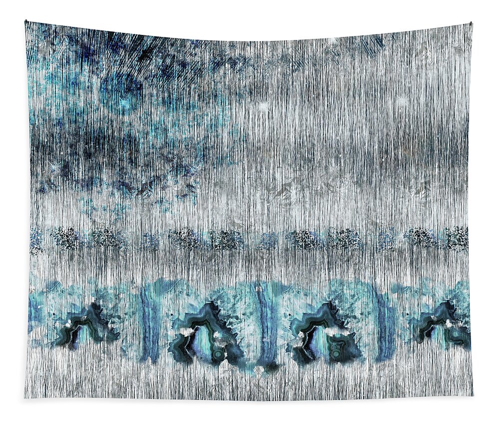 Improvisation Tapestry featuring the digital art Blue Improvisation 3141 by Bentley Davis