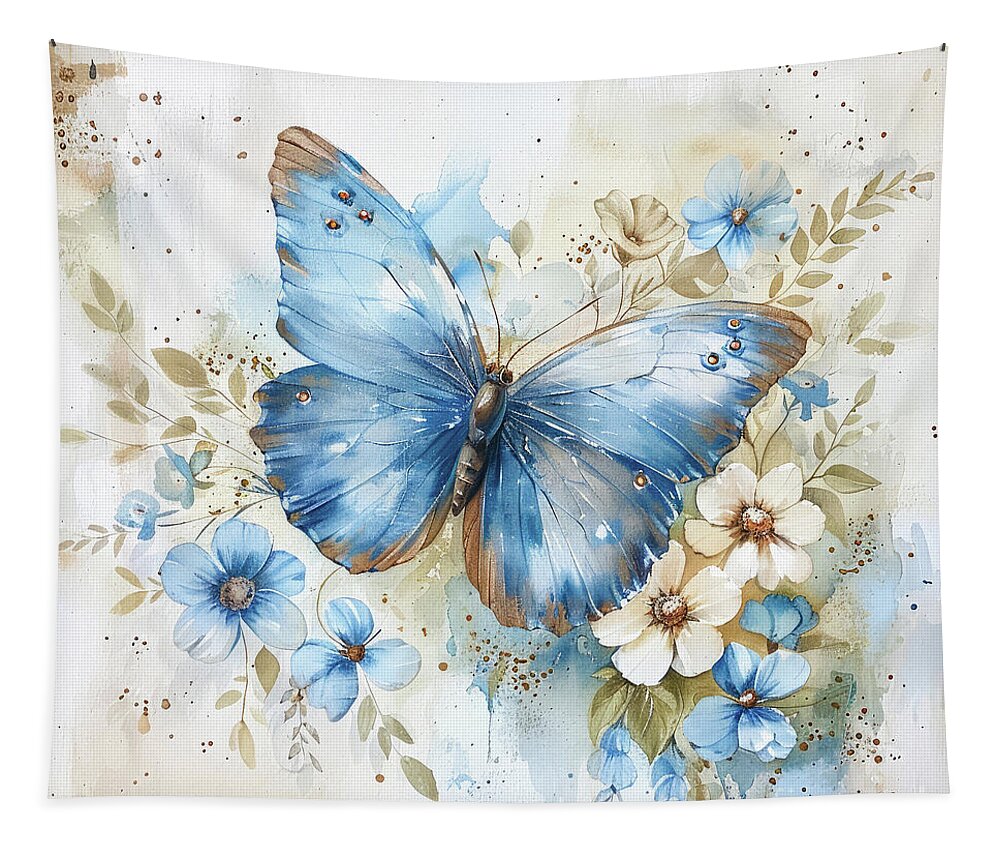 Butterfly Tapestry featuring the painting Blue Indigo Butterfly by Tina LeCour