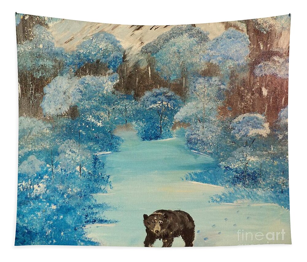 Donnsart1 Tapestry featuring the painting Blue Mountain Bear Painting # 278 by Donald Northup