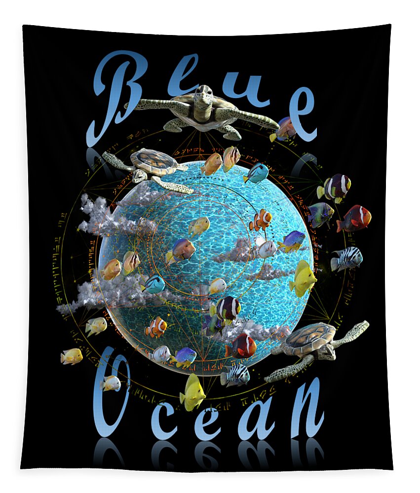 Water Tapestry featuring the digital art Blue Ocean t-shirt design by Richard Hopkinson
