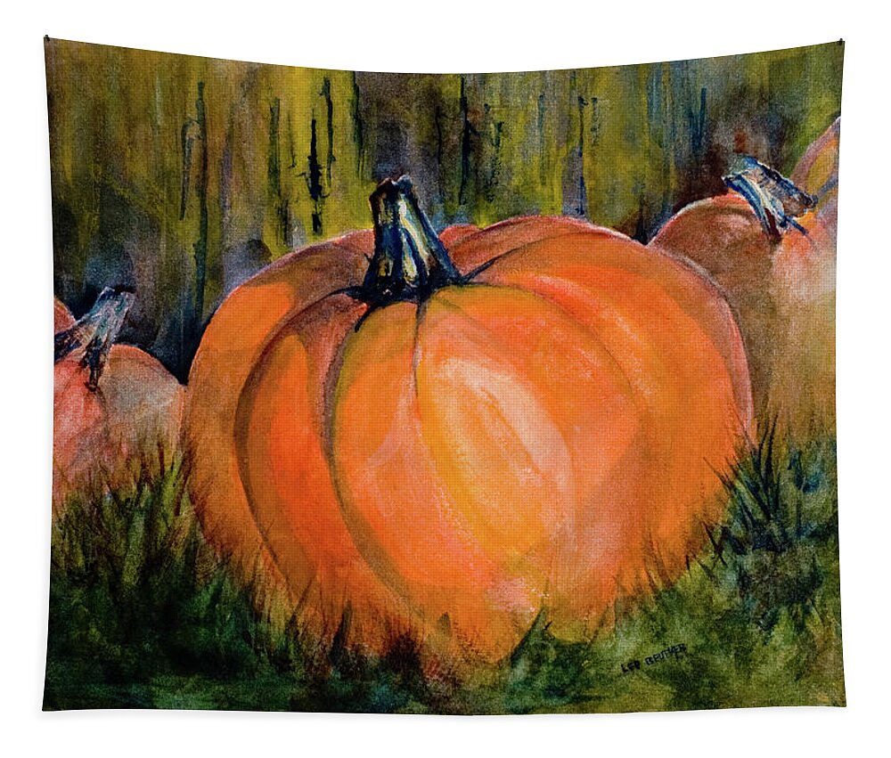 Pumpkins Tapestry featuring the painting Blue Ribbon by Lee Beuther