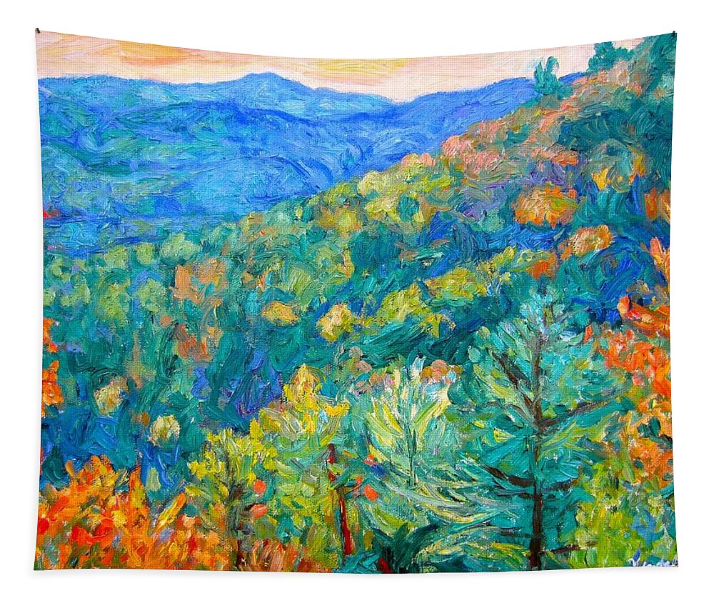 Blue Ridge Mountains Tapestry featuring the painting Blue Ridge Autumn by Kendall Kessler