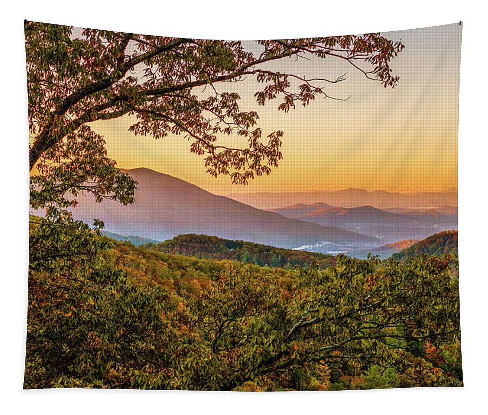 Landscape Tapestry featuring the photograph Waking Up Blue Ridge Parkway by Rachel Morrison