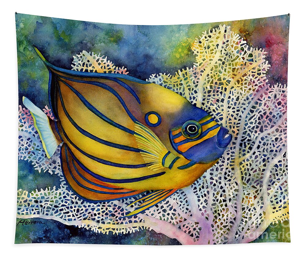 Fish Tapestry featuring the painting Blue Ring Angelfish by Hailey E Herrera