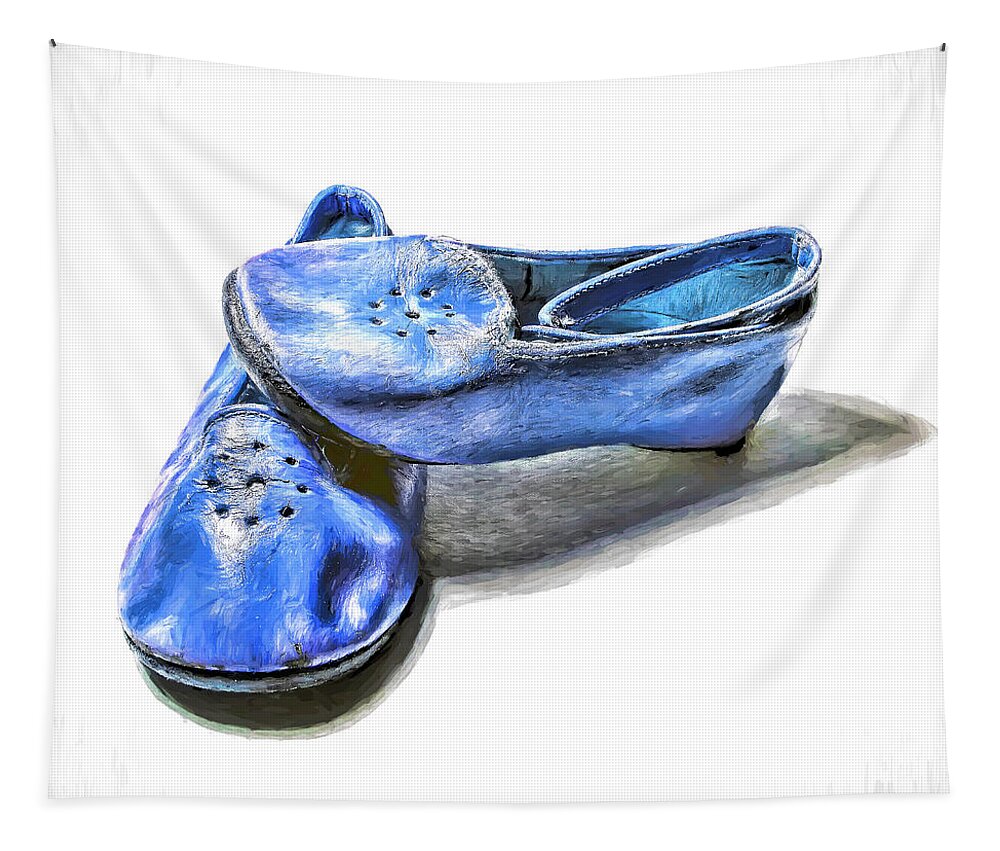 Shoes Tapestry featuring the digital art Blue Shoes by Wayne Sherriff
