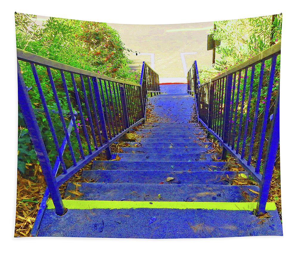 Blue Tapestry featuring the photograph Blue Stairway by Andrew Lawrence