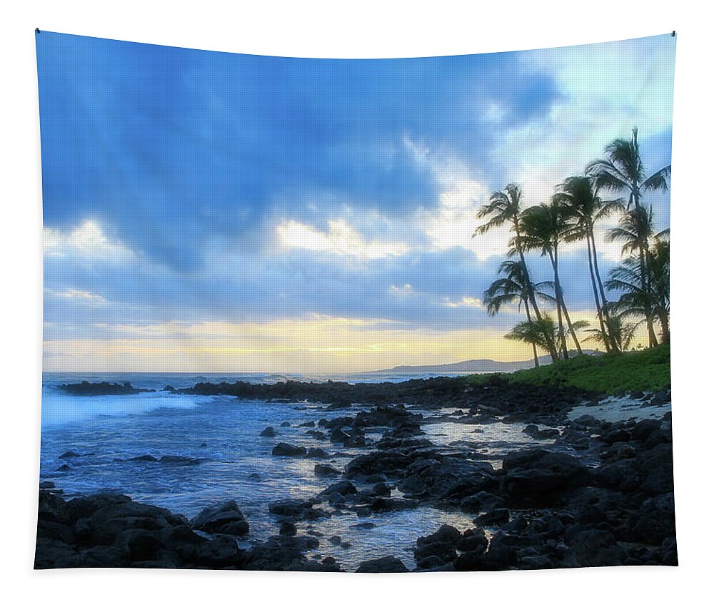 Hawaii Tapestry featuring the photograph Blue Sunset on Kauai by Robert Carter
