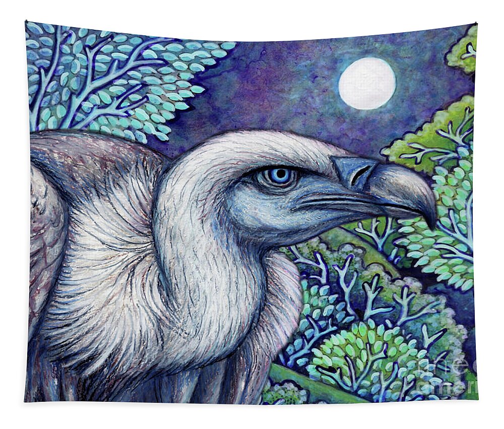 Vulture Tapestry featuring the painting Blue Vulture Moon by Amy E Fraser