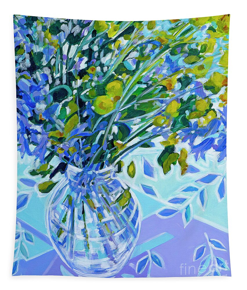 Contemporary Painting Tapestry featuring the painting Bluebells by Tanya Filichkin