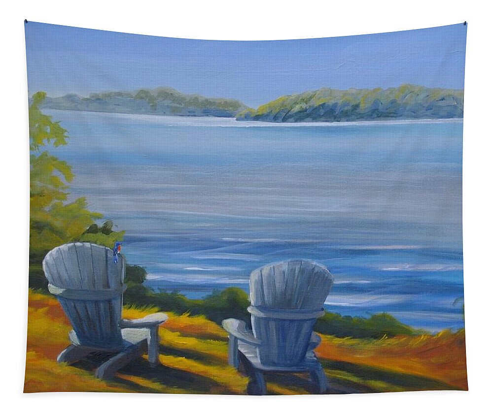 Muskoka Tapestry featuring the painting Bluebird by Barbel Smith