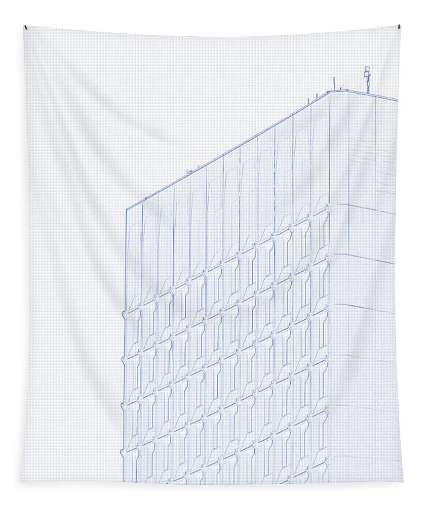 Blueprint Drawing - Abstract Architecture 15 Tapestry featuring the painting Blueprint Drawing - Abstract Architecture 15 by Celestial Images