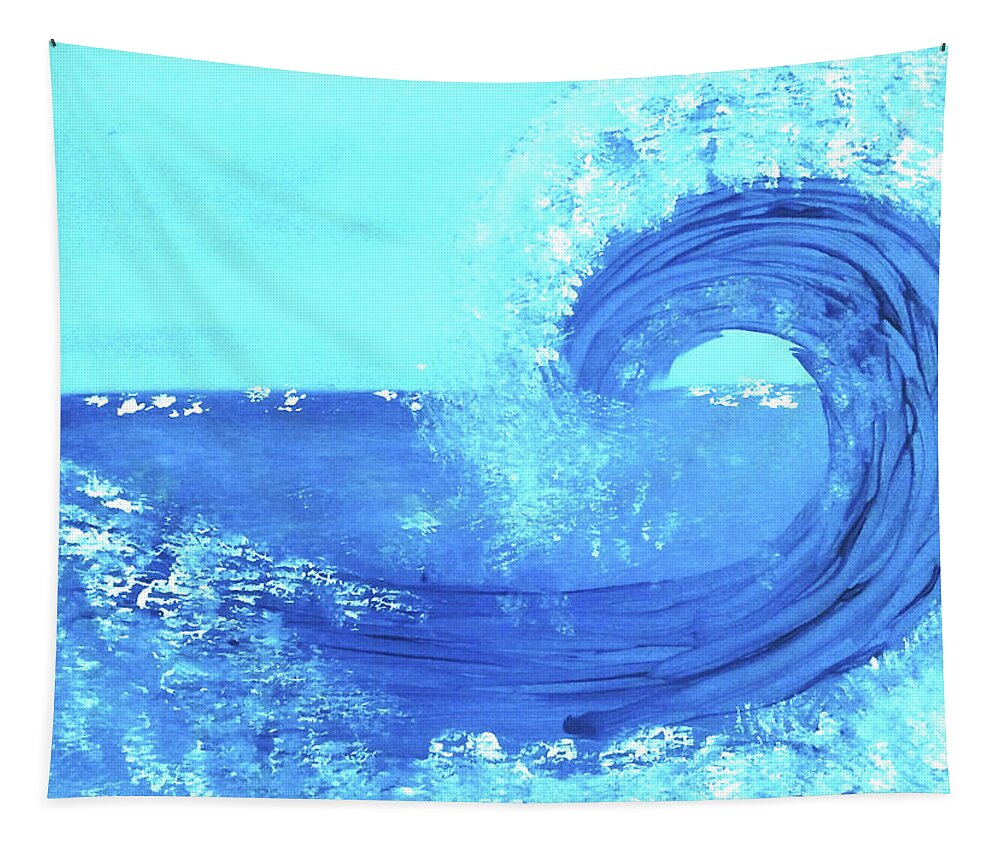 Blue Tapestry featuring the painting BlueWave by Anna Adams