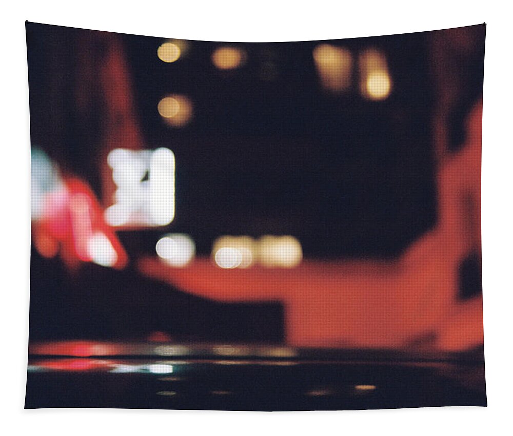 Night Tapestry featuring the photograph Blurry night by Barthelemy De Mazenod