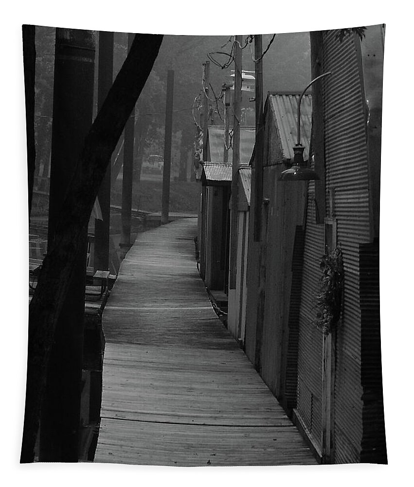 Black And White Tapestry featuring the photograph Boat House Row by Wild Thing