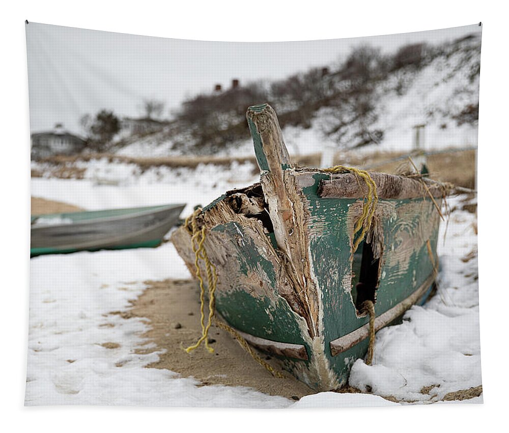 Boat Tapestry featuring the photograph Boat Wreck by Denise Kopko