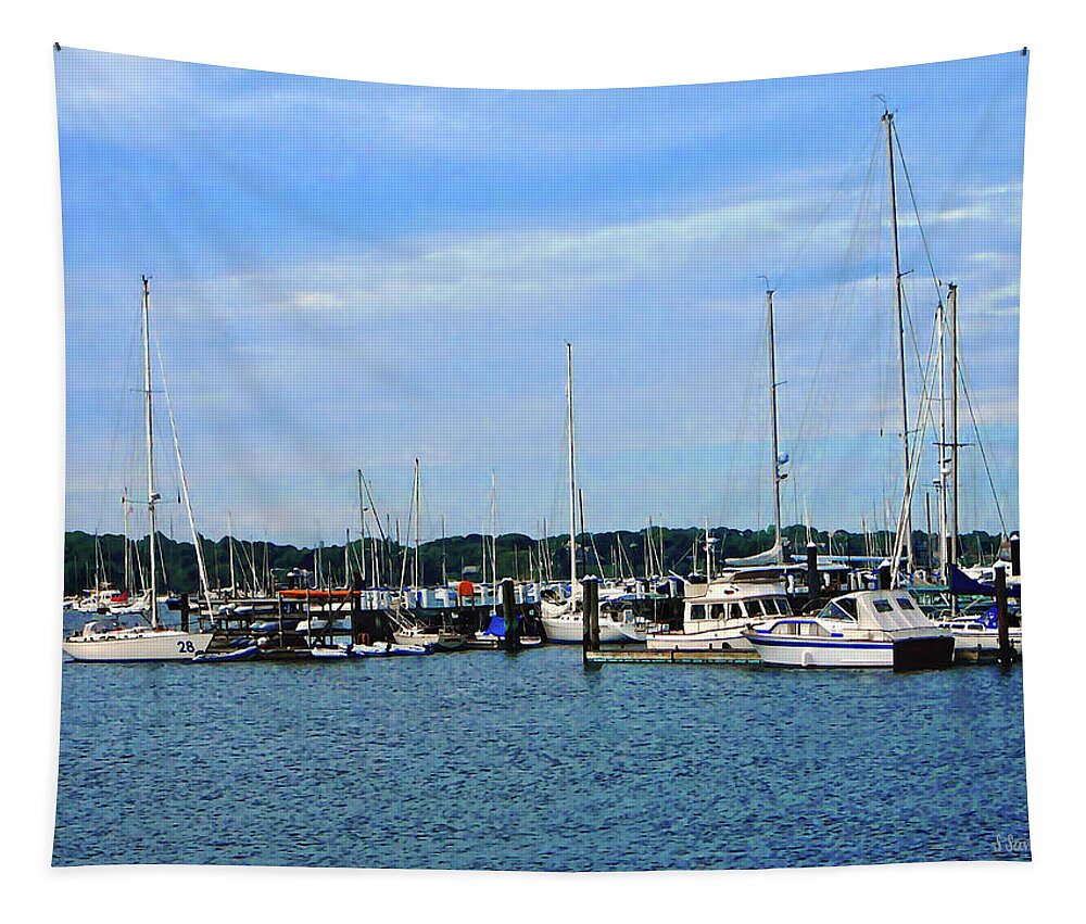 Boat Tapestry featuring the photograph Boats at Newport RI by Susan Savad
