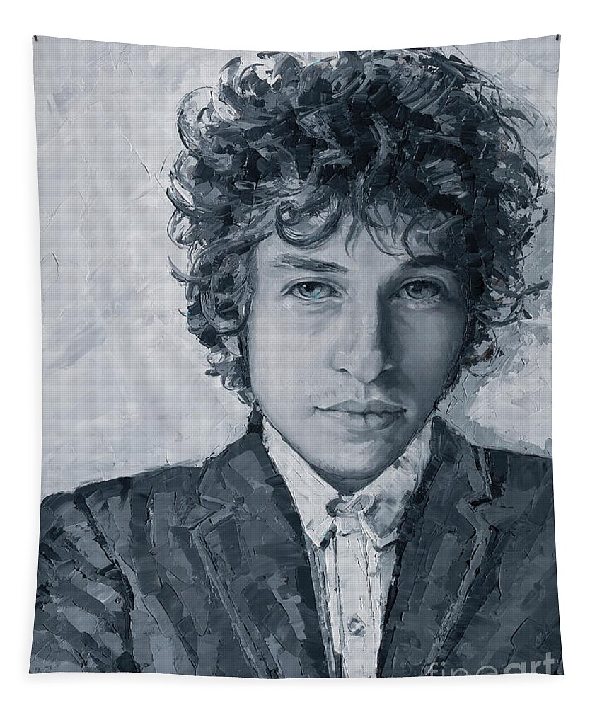 Dylan Tapestry featuring the painting Bob Dylan, 2020 by PJ Kirk