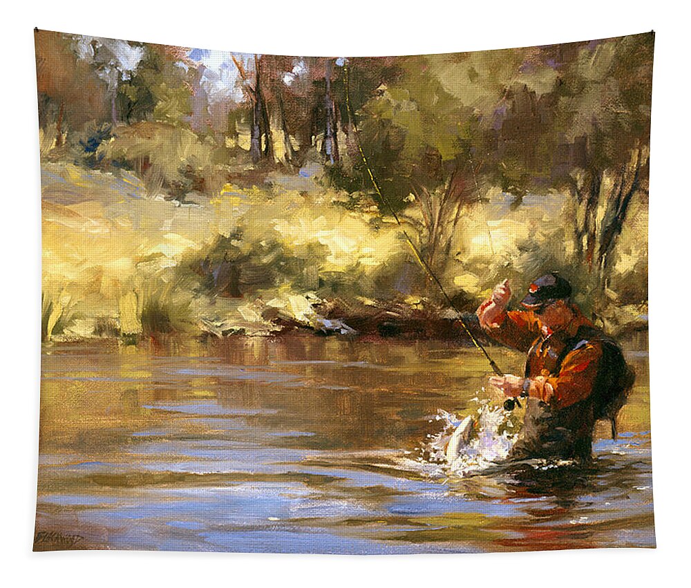 Bob Fishing in Russia Tapestry by Susan Blackwood - Fine Art America