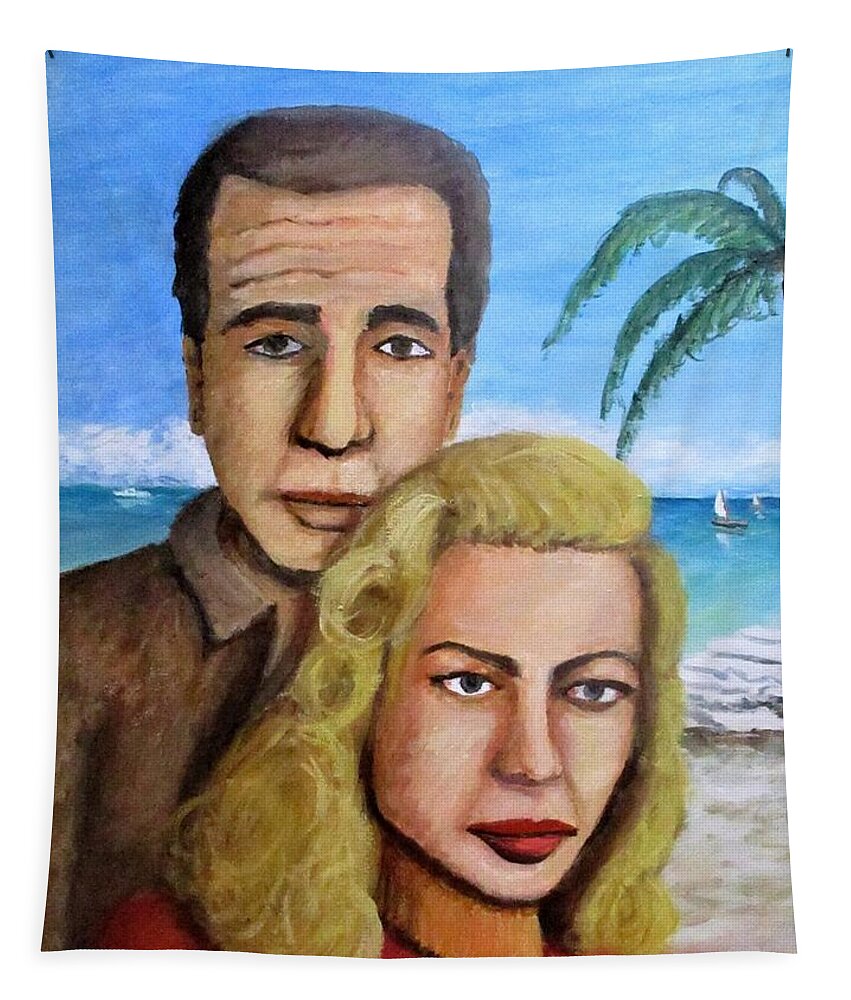 Figures Tapestry featuring the painting Boggy And Bacall by Gregory Dorosh