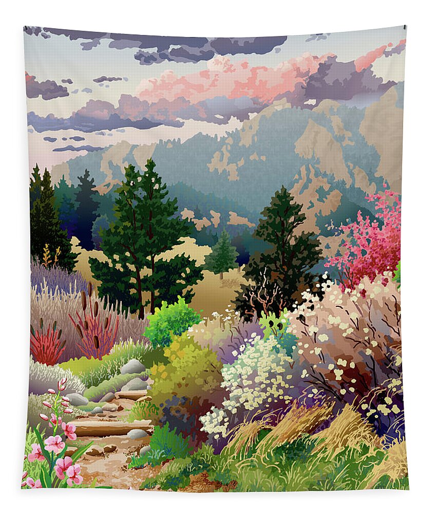 Serigraph Tapestry featuring the digital art Bolder Boulder 10K Poster 2007 by Anne Gifford