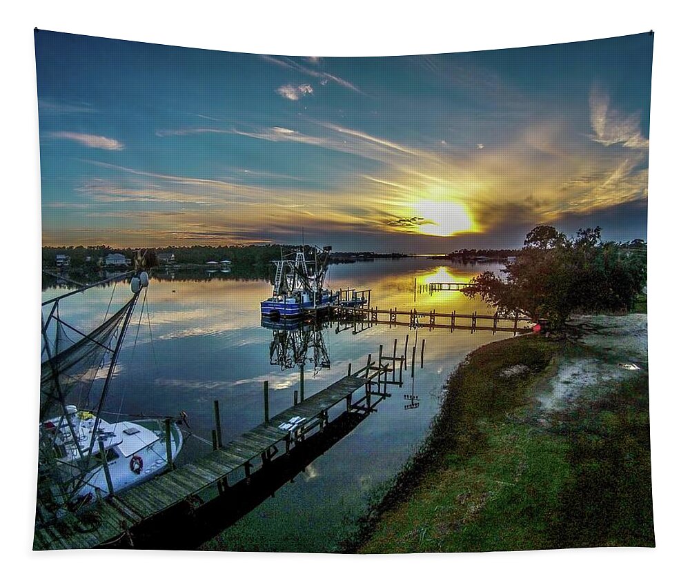 Bon Secour Tapestry featuring the photograph Bon Secour River Sunset by Michael Thomas