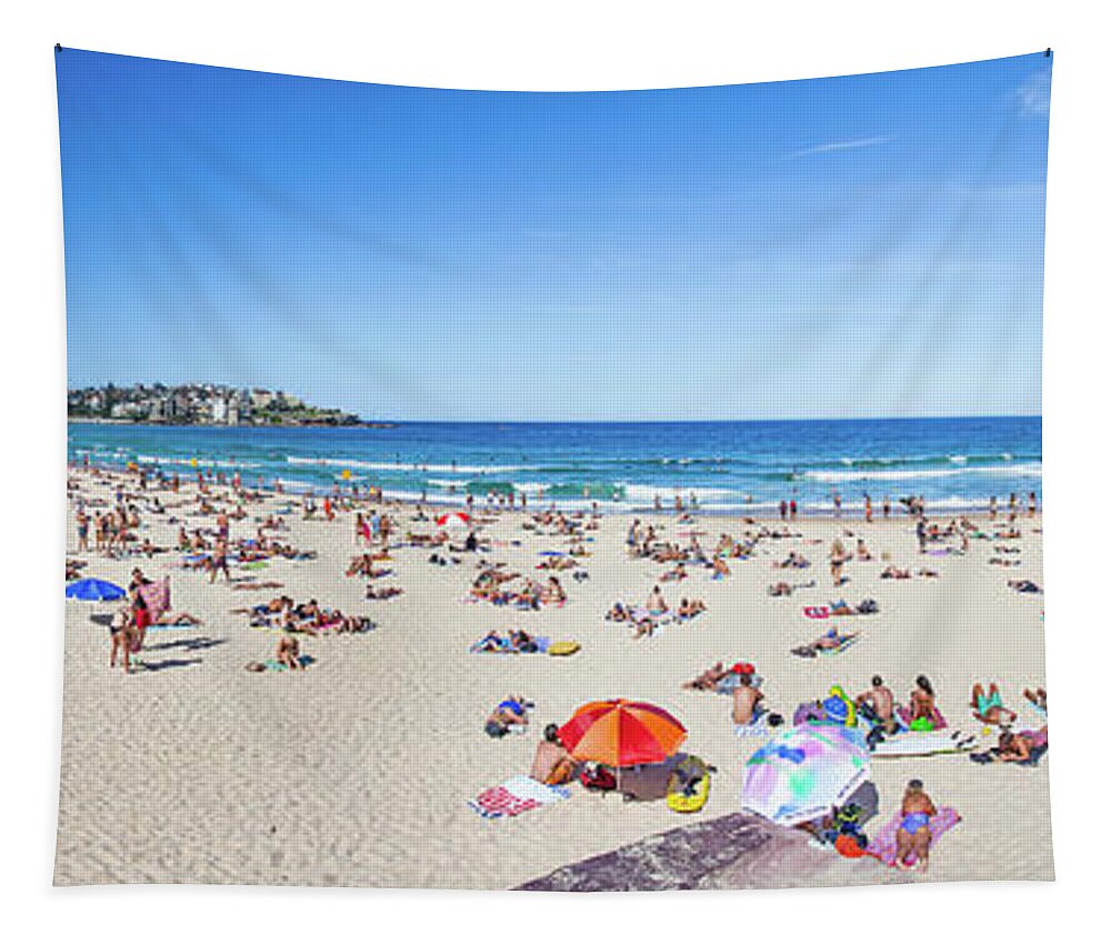 Bondi Beach Panorama Tapestry featuring the photograph Bondi Vibe by Az Jackson