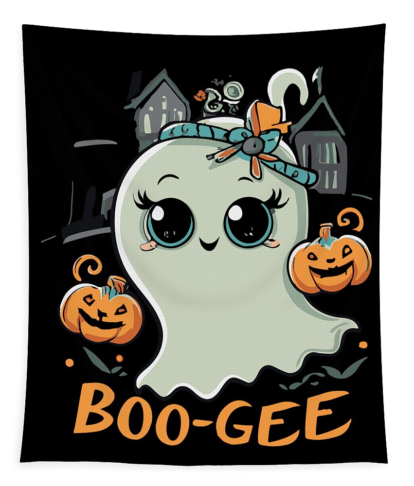 Halloween Tapestry featuring the digital art Boo Gee Cute Halloween Ghost by Flippin Sweet Gear