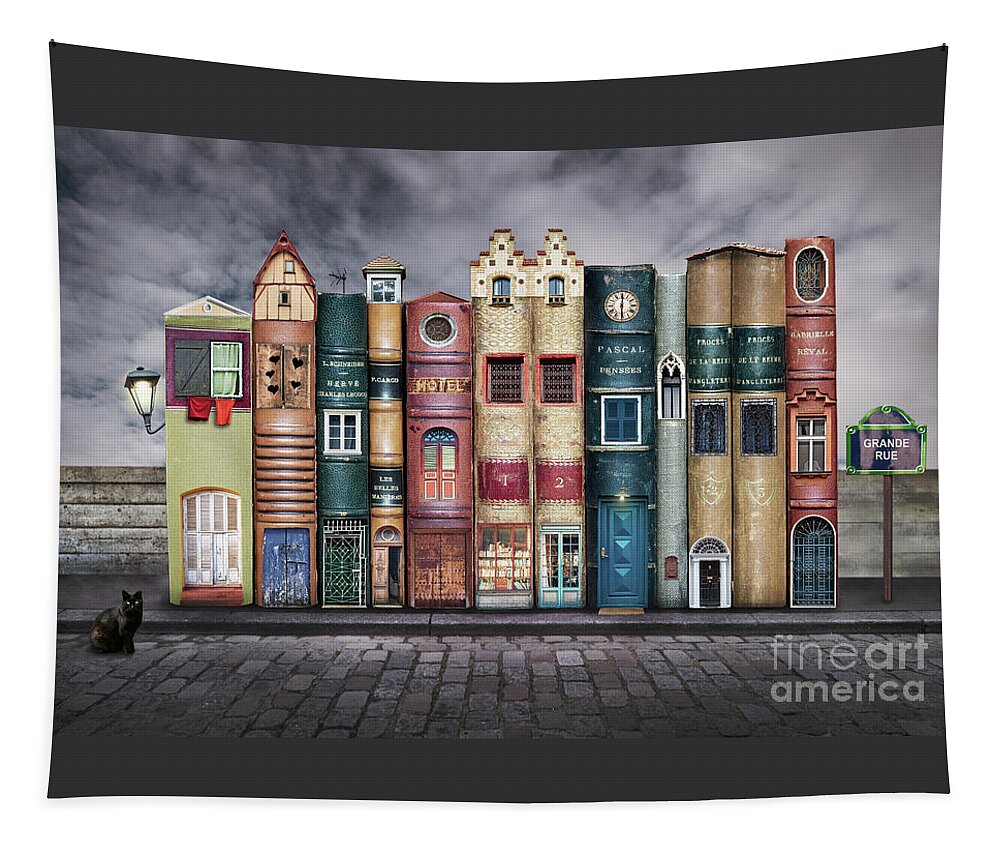 Book Tapestry featuring the photograph Book houses, fairytale village by Delphimages Photo Creations